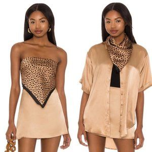 Revolve 8 OTHER REASONS Satin Leopard Print Scarf Top Blouse